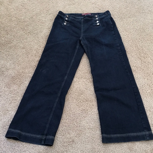 Cos vintage wide leg jeans SZ 14 with stitching and monogram buttons. - Picture 1 of 11